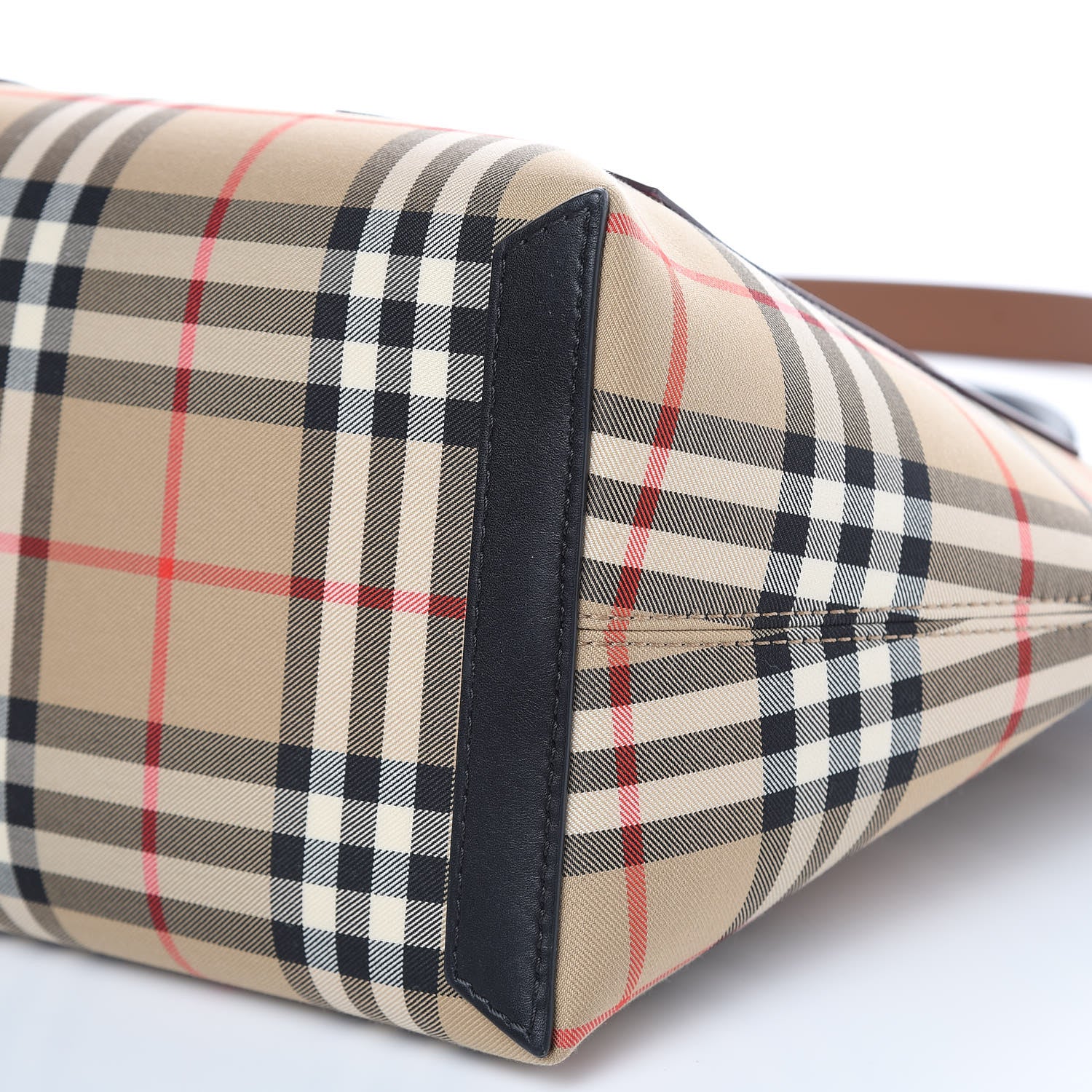 Burberry Calfskin House Check Medium Society Top Handle Bag Archive Beige Black 10 of 10