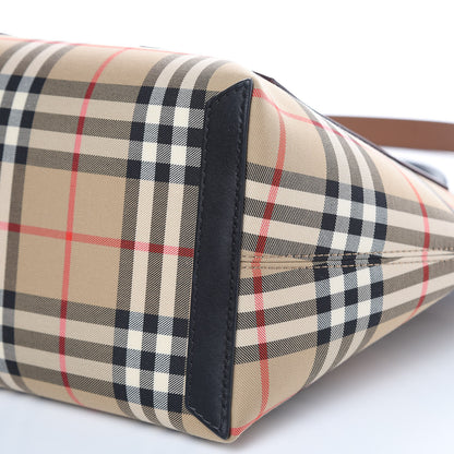 Burberry Calfskin House Check Medium Society Top Handle Bag Archive Beige Black 10 of 10
