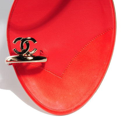 Chanel Patent CC Toe Ring Sandals 39.5 Red 3 of 8