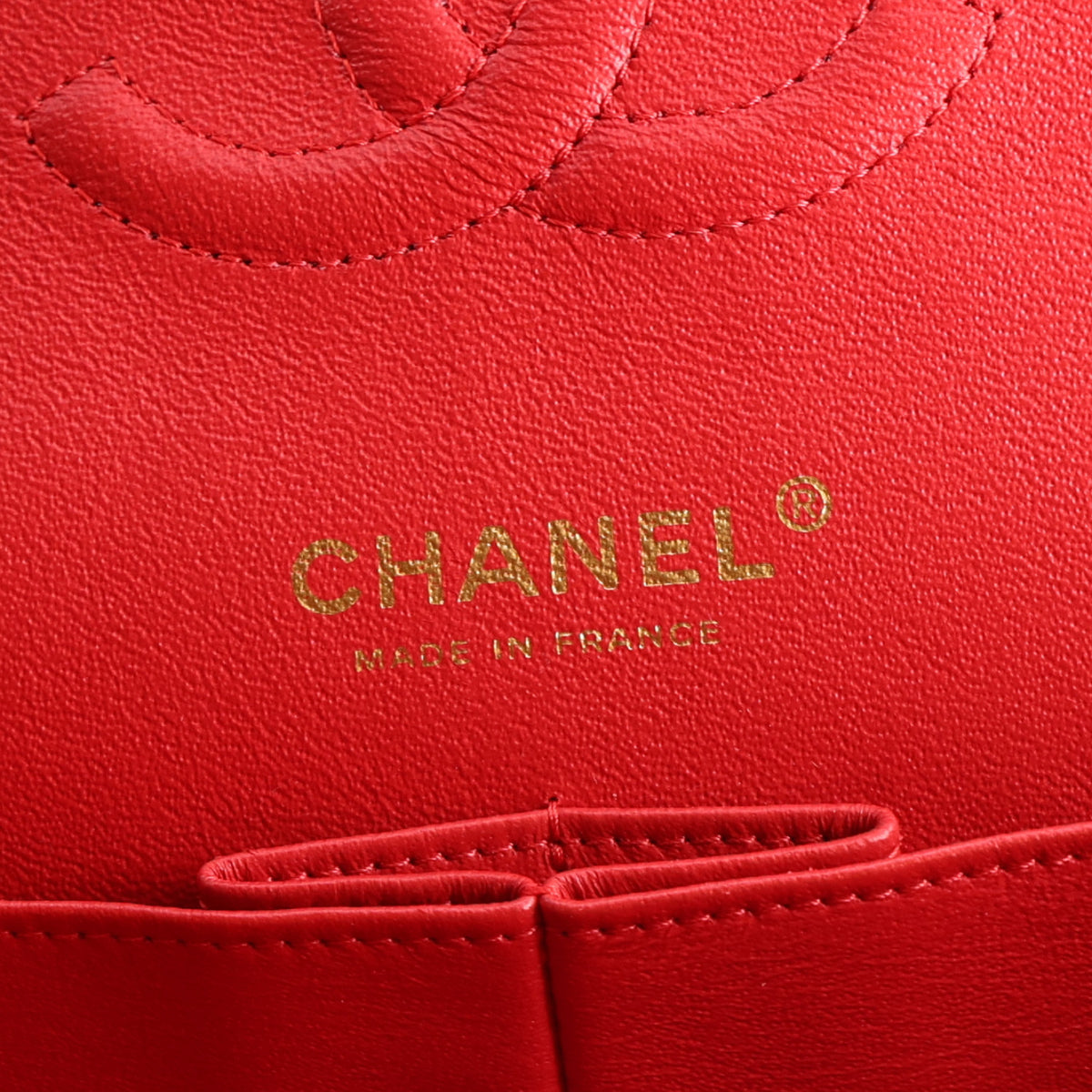 Lambskin Quilted Medium Double Flap Red
