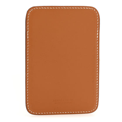 Hermes Swift Stitched Faubourg MagSafe Card Holder Gold Bleu De France Orange 3 of 9