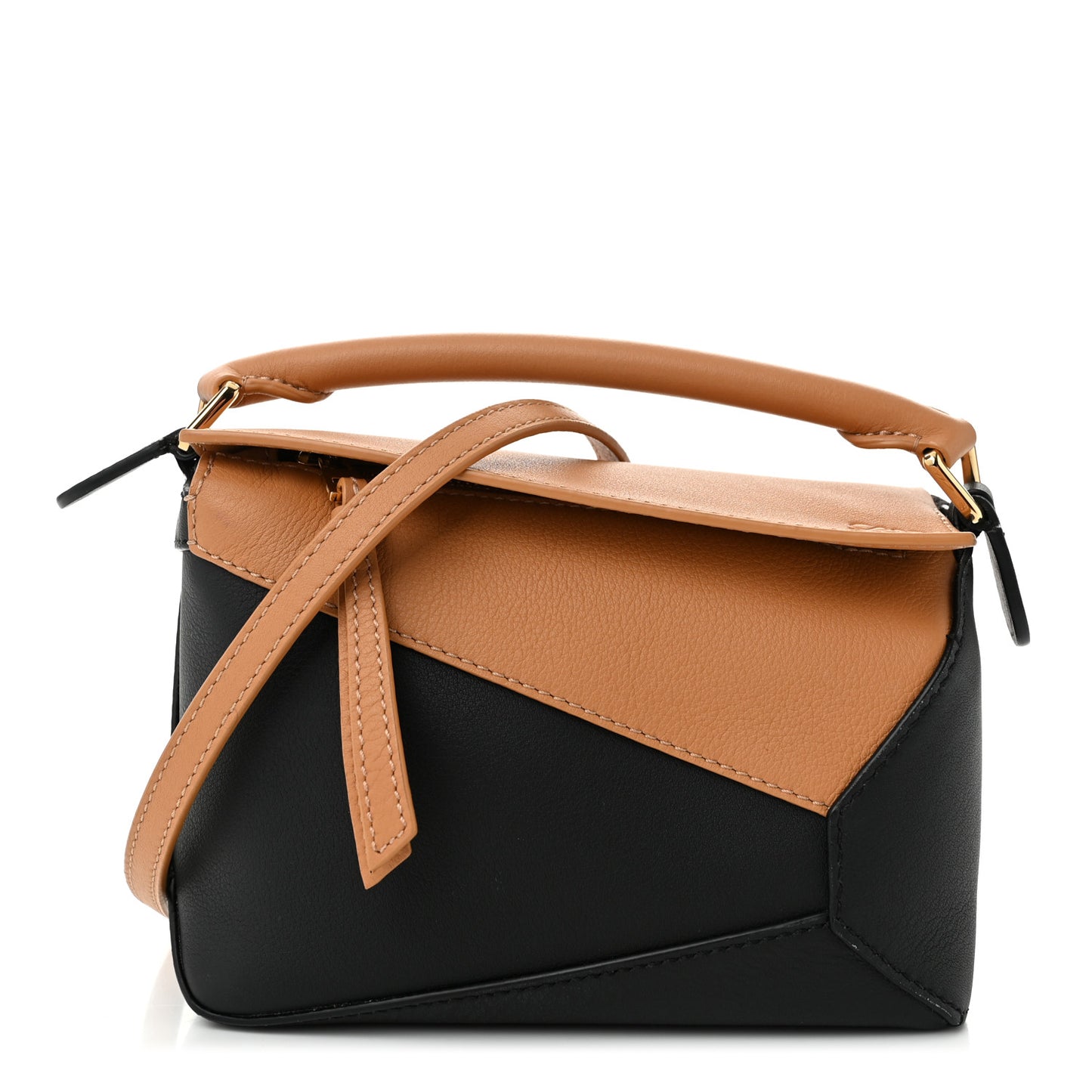 Calfskin Mini Puzzle Edge Bag Warm Desert Black