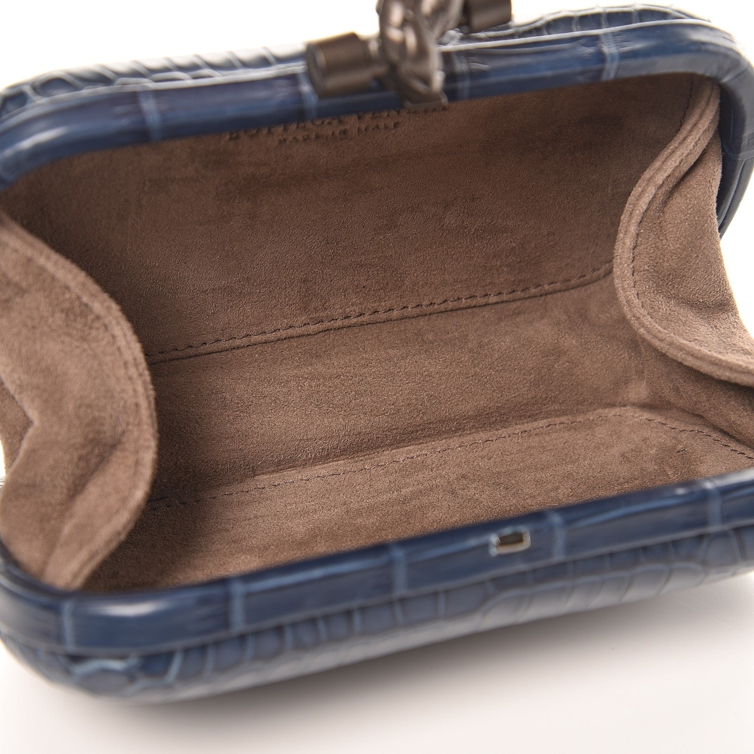 Bottega Veneta Crocodile Knot Clutch Blue 5 of 6