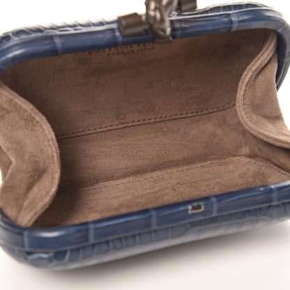 Bottega Veneta Crocodile Knot Clutch Blue 5 of 6