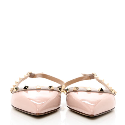 Valentino Garavani Patent Rockstud Slingback Flats 37.5 Water Rose Poudre 2 of 7