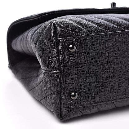 Chanel Caviar Chevron Quilted Small Coco Handle Flap So Black 7 of 10