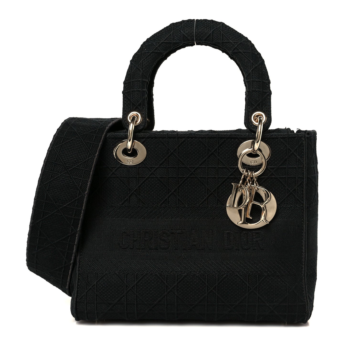 Canvas Embroidered Cannage Medium Lady D-Lite Black