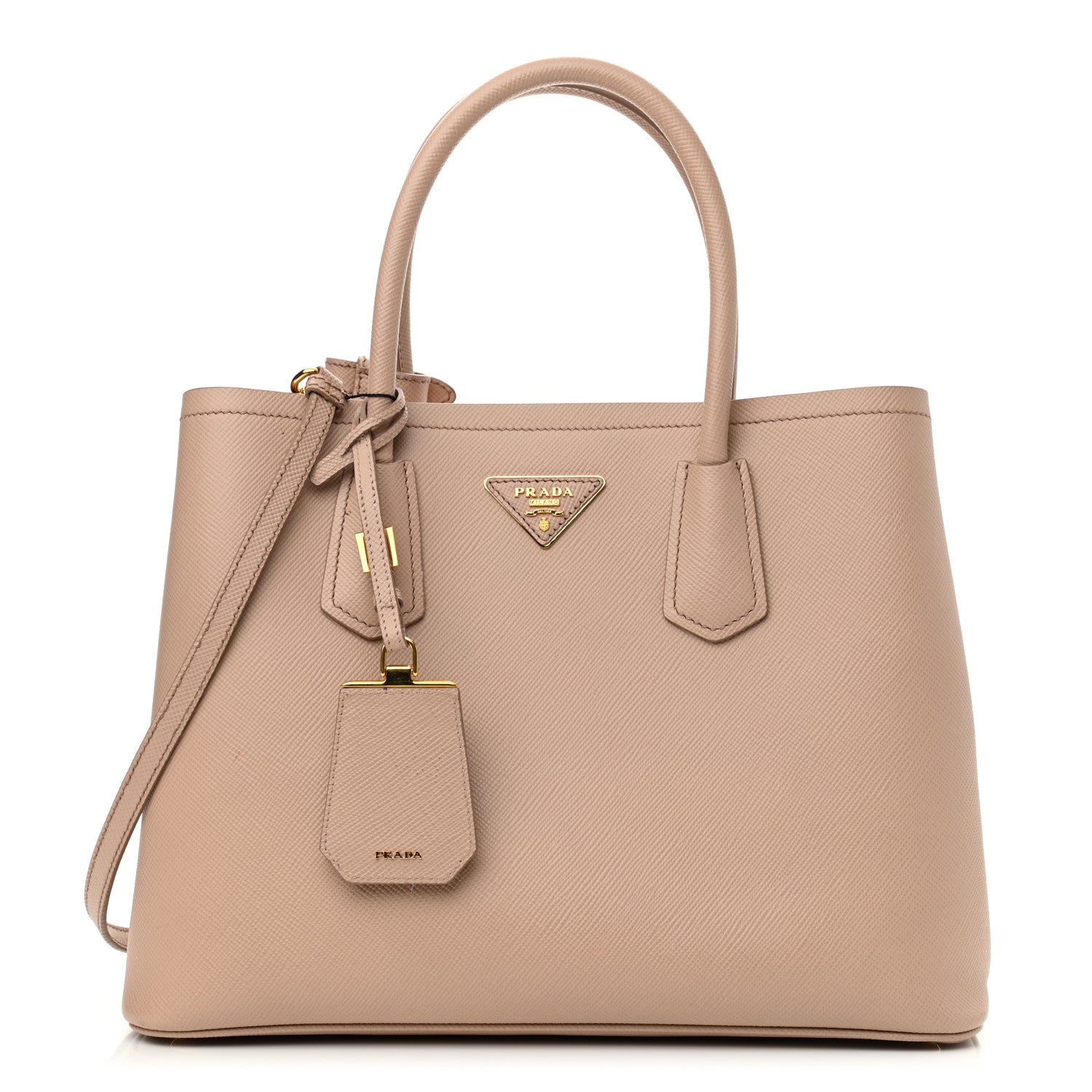 Prada Saffiano Cuir Medium Double Bag Cammeo Rosa 1 of 11