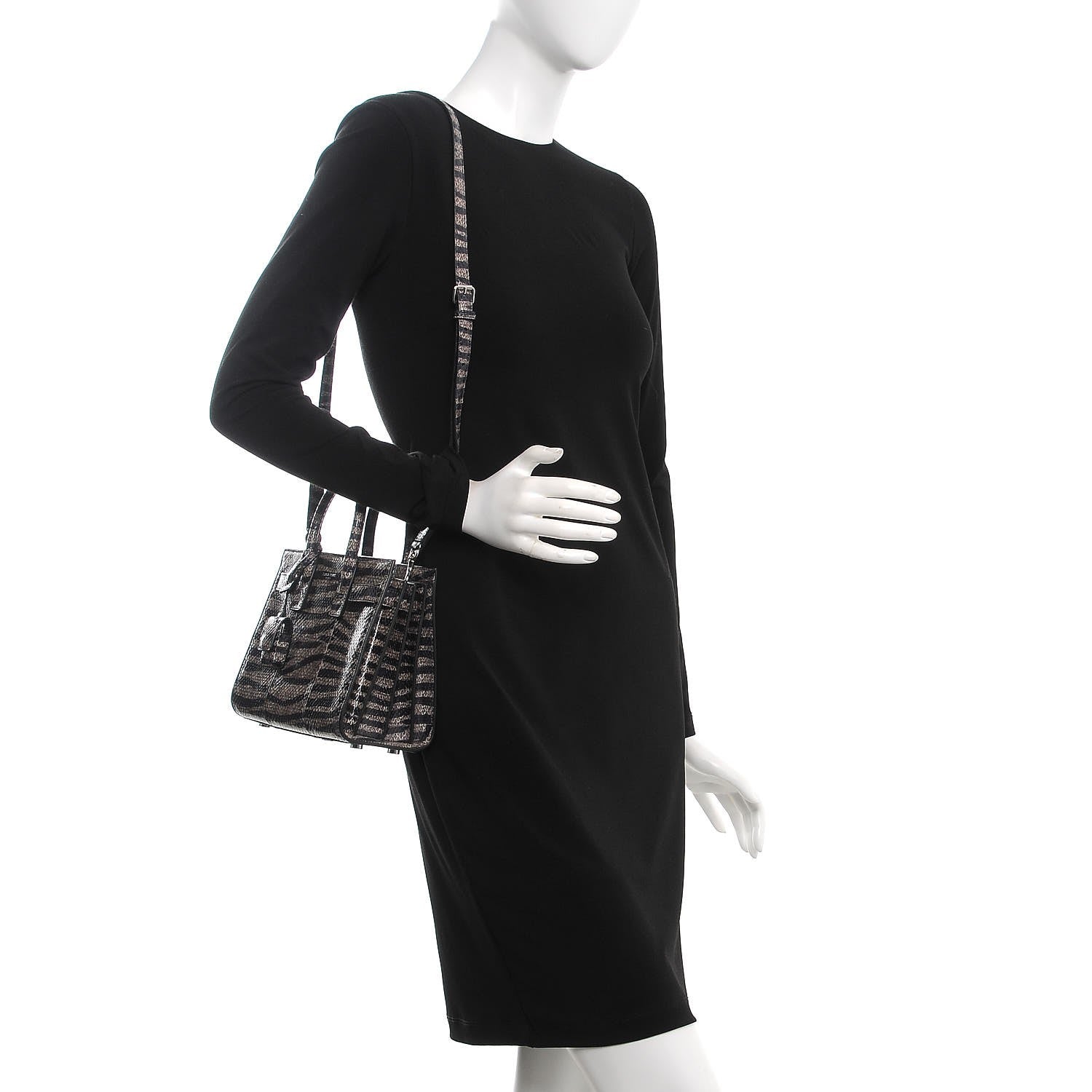 Saint Laurent Snakeskin Zebra Print Nano Sac De Jour Black 2 of 7