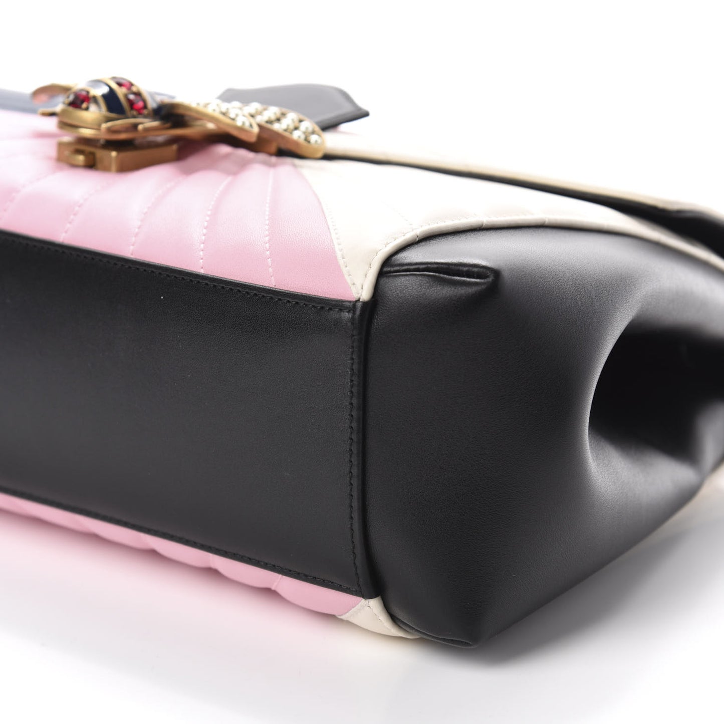 Calfskin Bamboo Trapuntata Queen Margaret Top Handle Bag Blue Agata Hibiscus Red Mystic White Sugar Pink