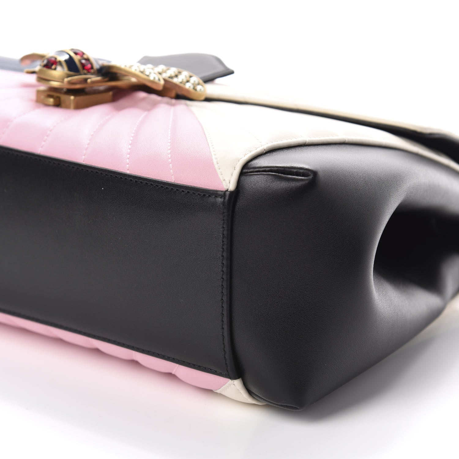 Gucci Calfskin Bamboo Trapuntata Queen Margaret Top Handle Bag Blue Agata Hibiscus Red Mystic White Sugar Pink 8 of 11