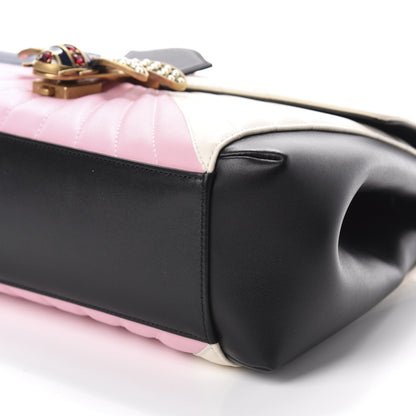 Gucci Calfskin Bamboo Trapuntata Queen Margaret Top Handle Bag Blue Agata Hibiscus Red Mystic White Sugar Pink 8 of 11