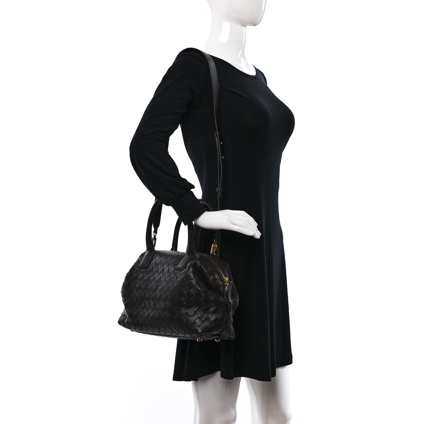 Nappa Intrecciato Bauletto Ebano