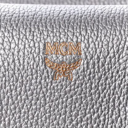 MCM Metallic Grained Calfskin Medium Milla Tote Spike Silver 7 of 9