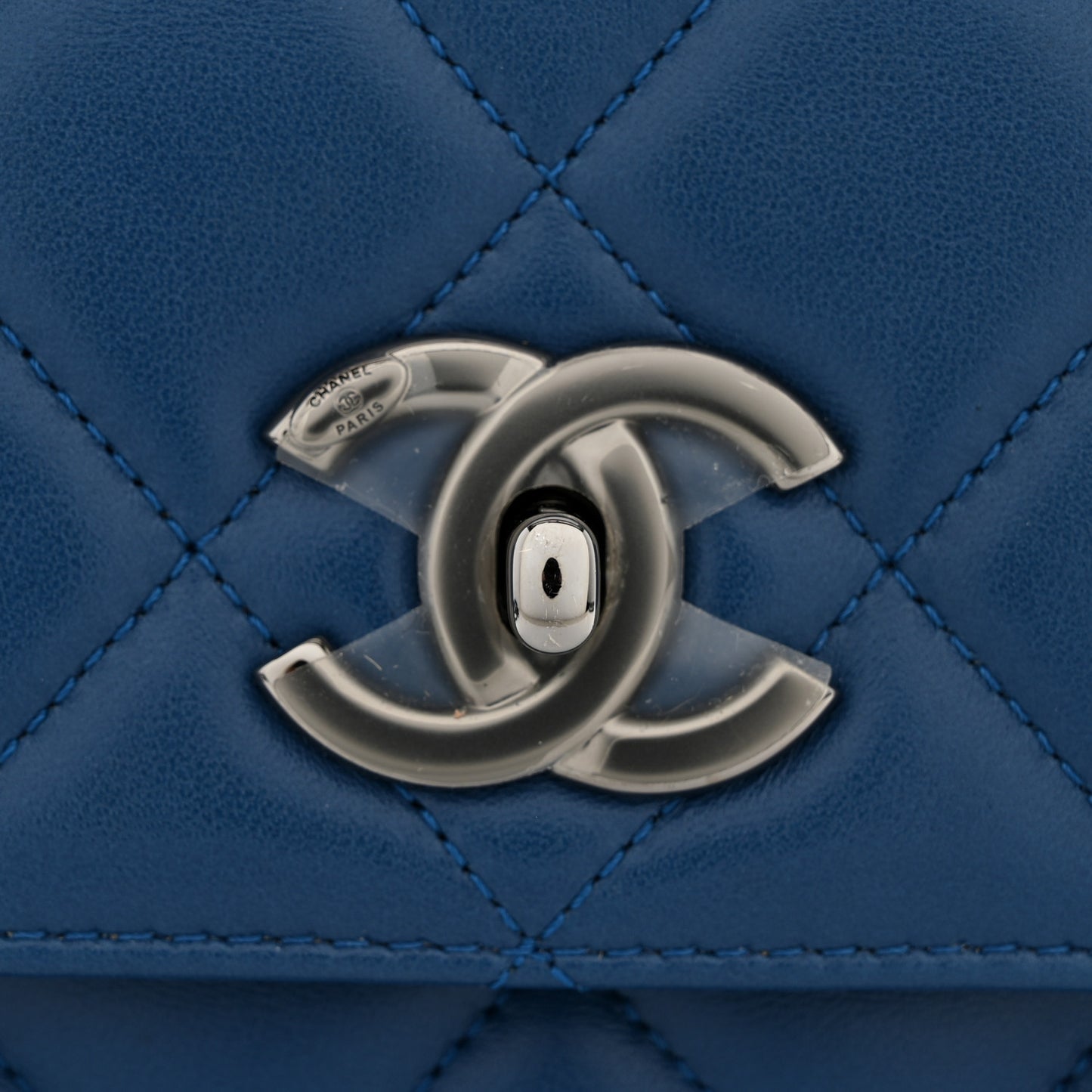 Lambskin Quilted Small Trendy CC Flap Dual Handle Bag Blue