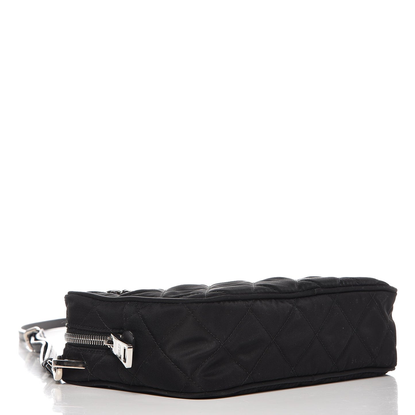 Nylon Tessuto Impuntu Quilted Bandoliera Crossbody Bag Black