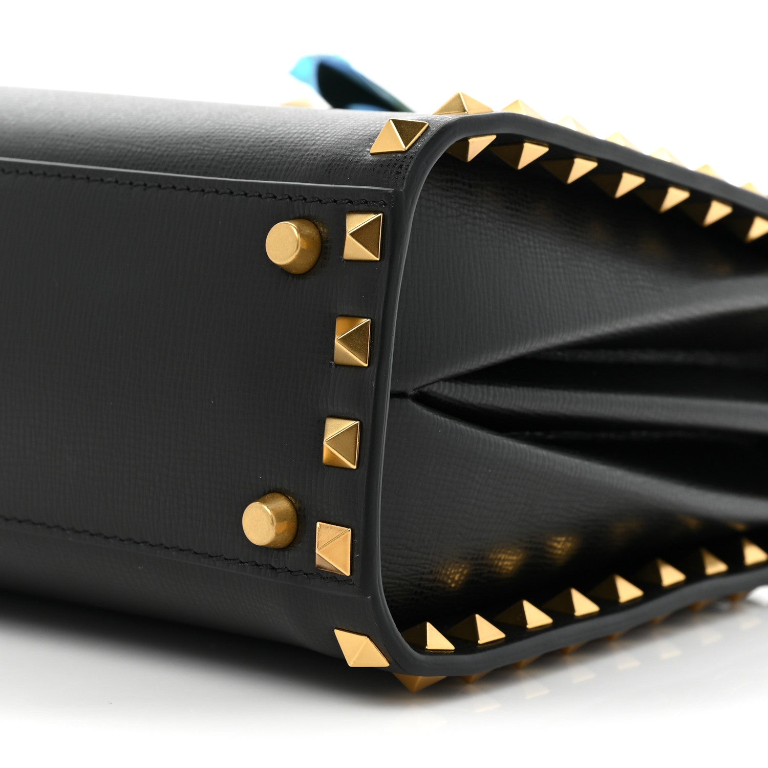 Valentino Garavani Grainy Calfskin Small Rockstud Alcove Top-Handle Flap Bag Black 8 of 9