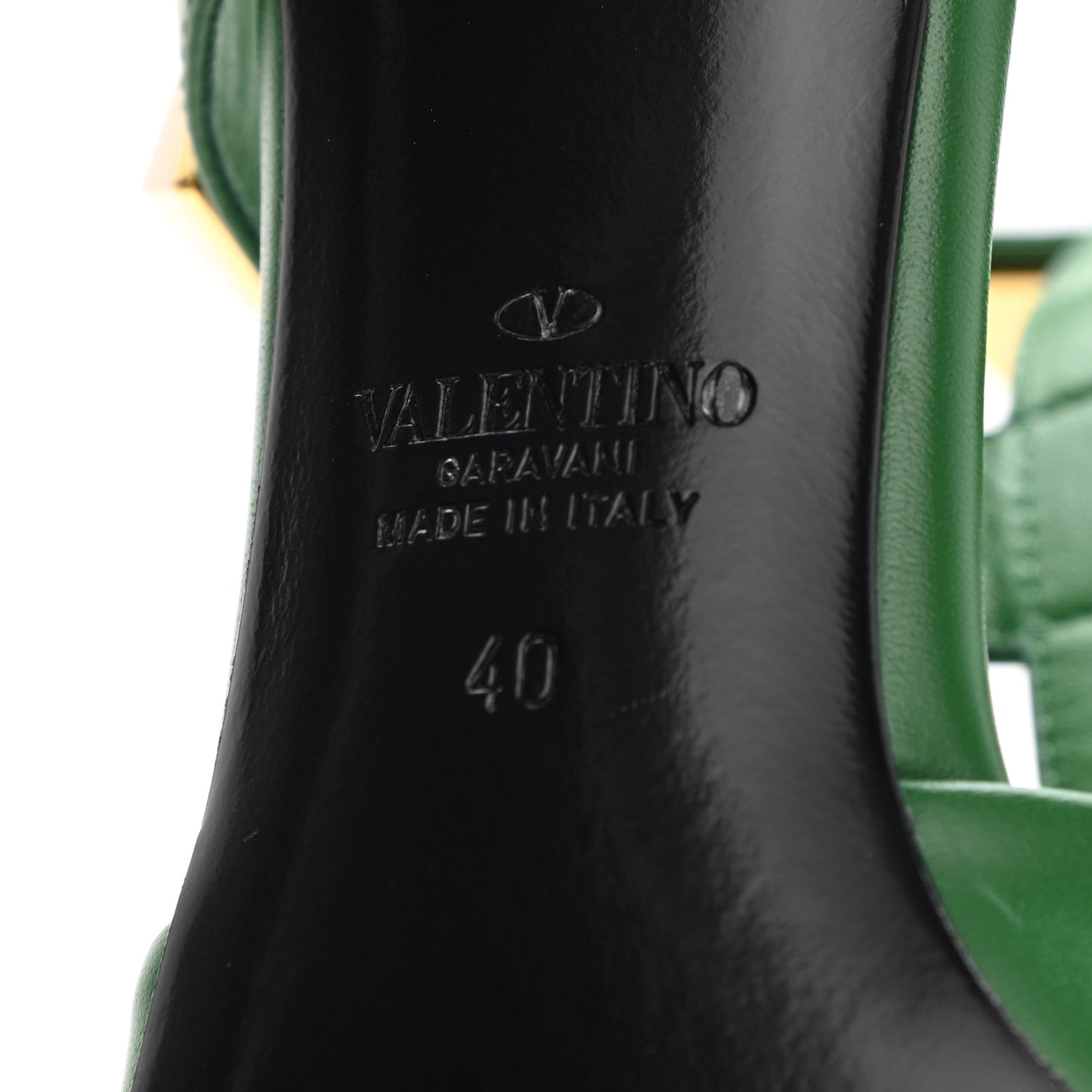 Calfskin Roman Stud Ankle Strap 100mm Pumps 40 Brilliant Green
