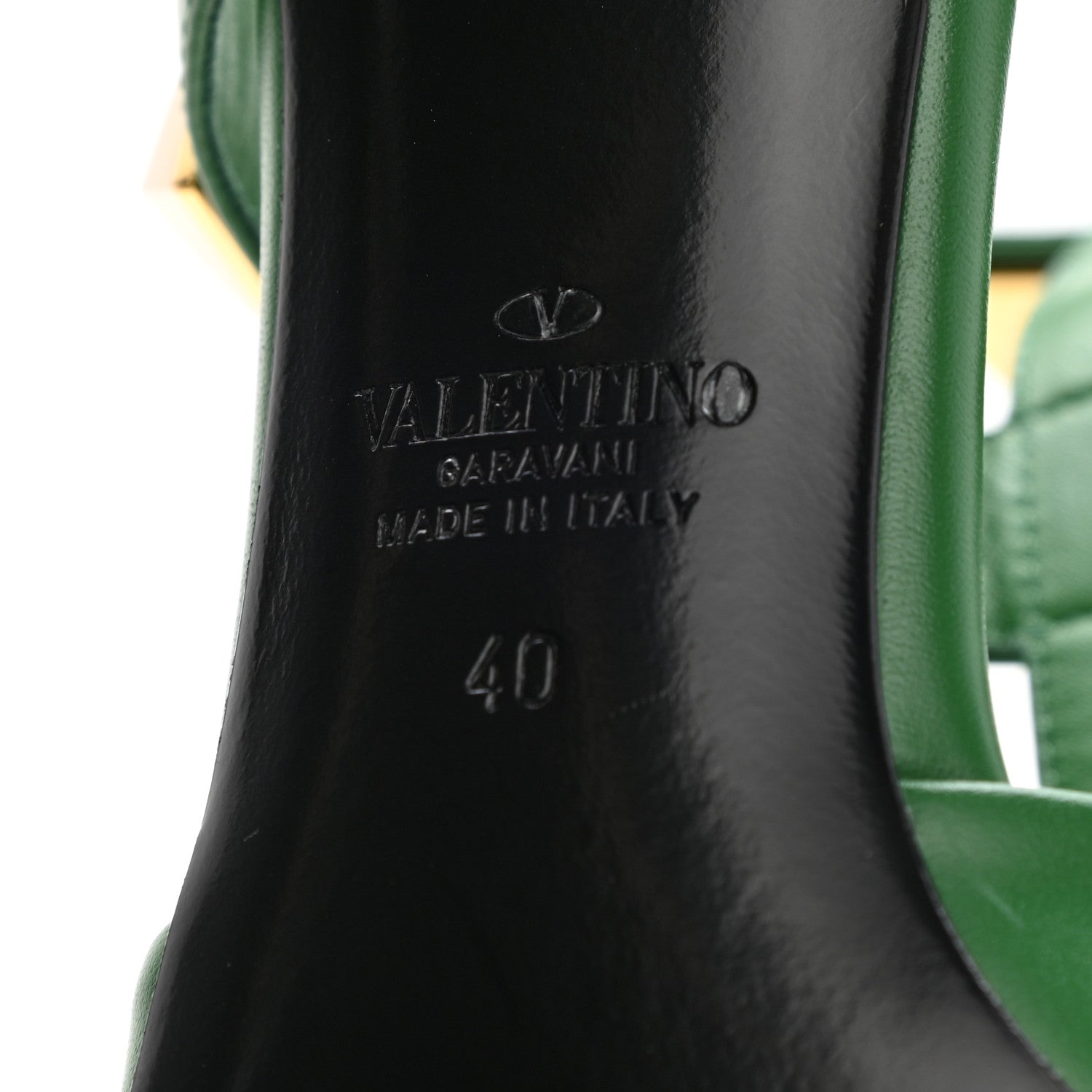 Valentino Garavani Calfskin Roman Stud Ankle Strap 100mm Pumps 40 Brilliant Green 6 of 9