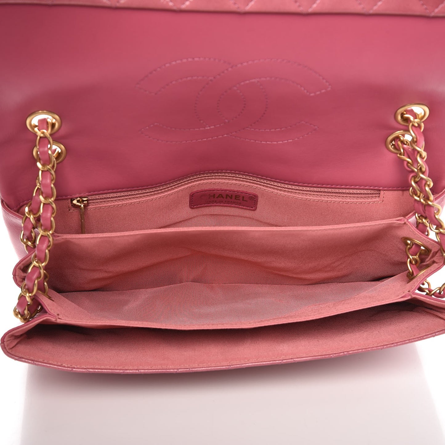 Patent Quilted 3 Pocket Accordion Flap Pink