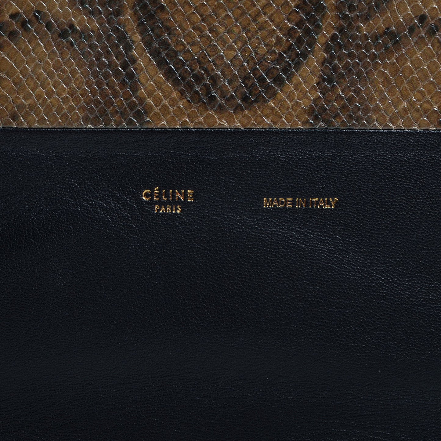 Python Embossed Vertical Bi-Cabas Khaki Black
