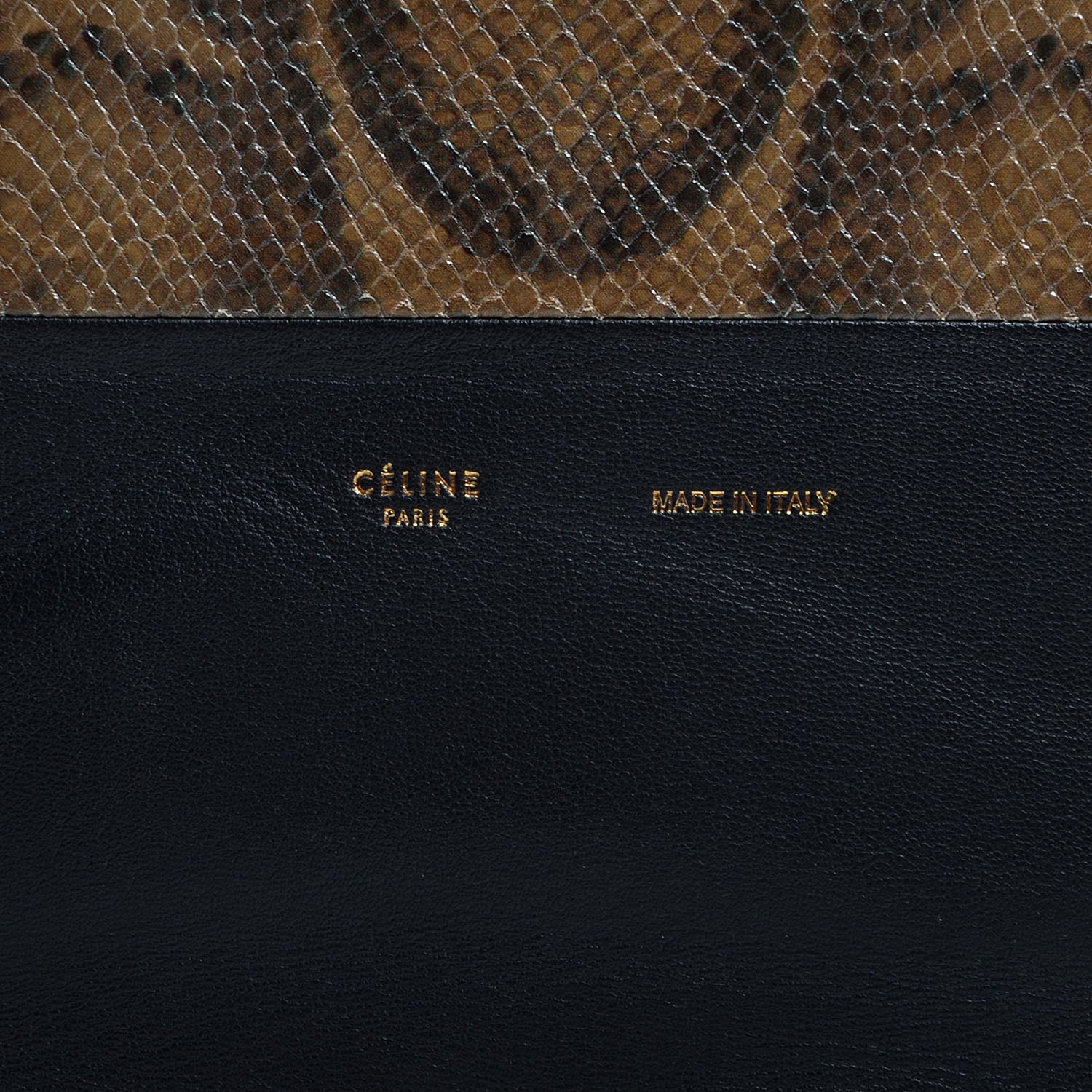 Celine Python Embossed Vertical Bi-Cabas Khaki Black 8 of 9