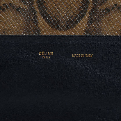 Celine Python Embossed Vertical Bi-Cabas Khaki Black 8 of 9