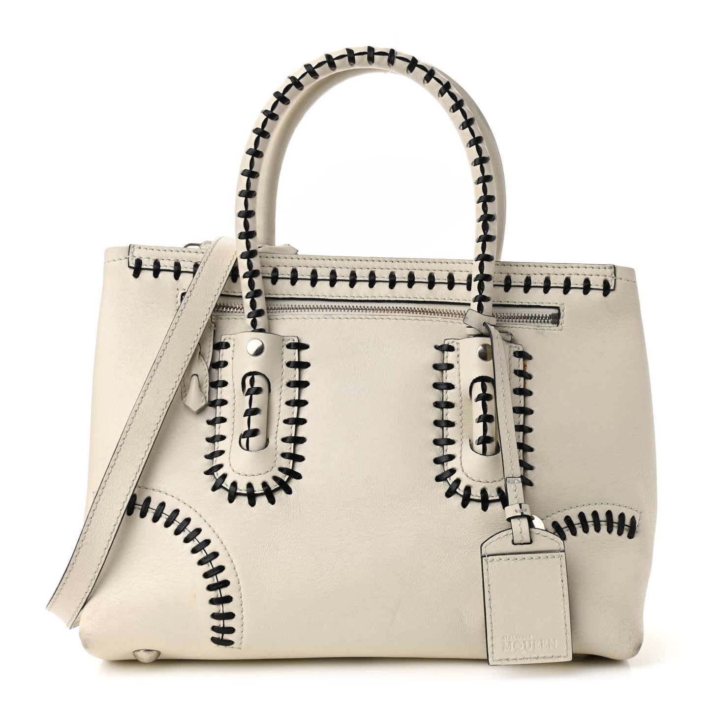 Calfskin Whipstitch Folk Tote White