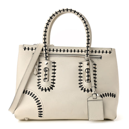 Alexander McQueen Calfskin Whipstitch Folk Tote White 1 of 20