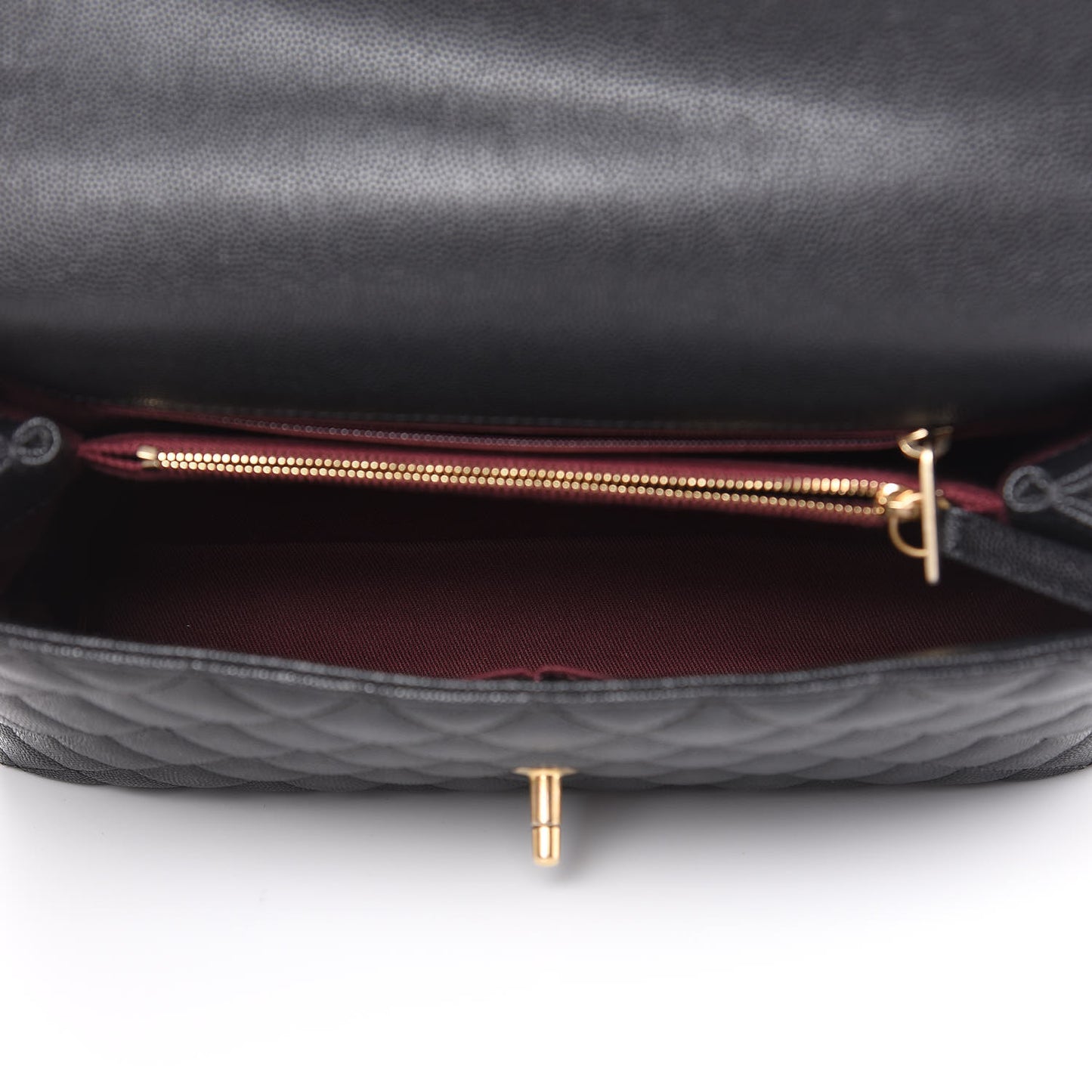 Caviar Quilted Small Coco Handle Flap Black