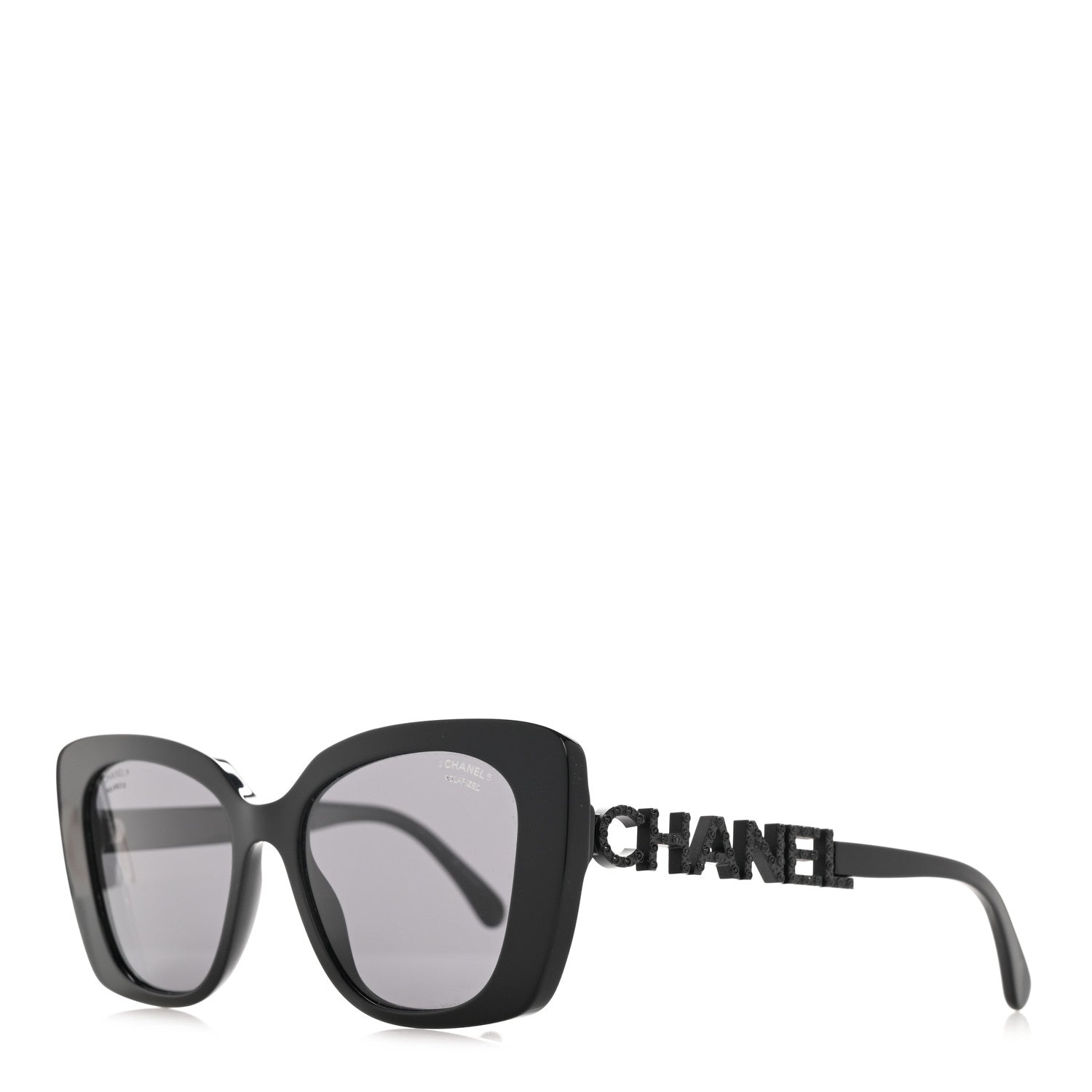 Chanel Acetate Strass Polarized Square Sunglasses 5422-B Black 1 of 8