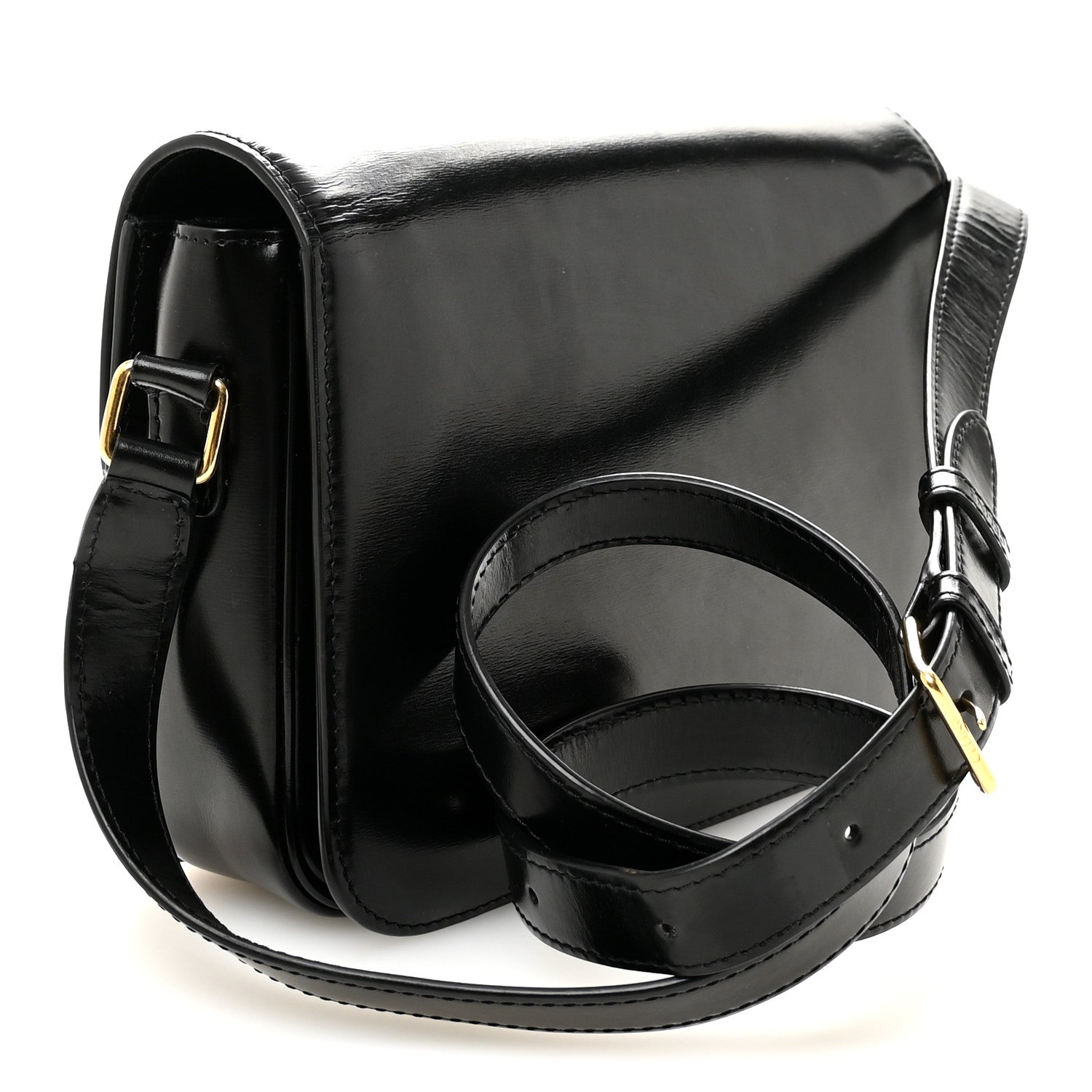 Celine Shiny Calfskin Medium Triomphe Black 3 of 10