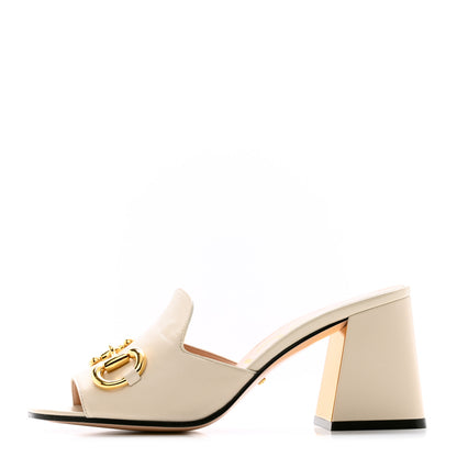 Gucci Nappa Horsebit 75mm Slide Sandals 37 Mystic White 1 of 9