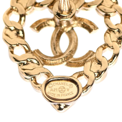 Chanel Pearl Crystal CC Heart Earrings Gold Multicolor 4 of 7