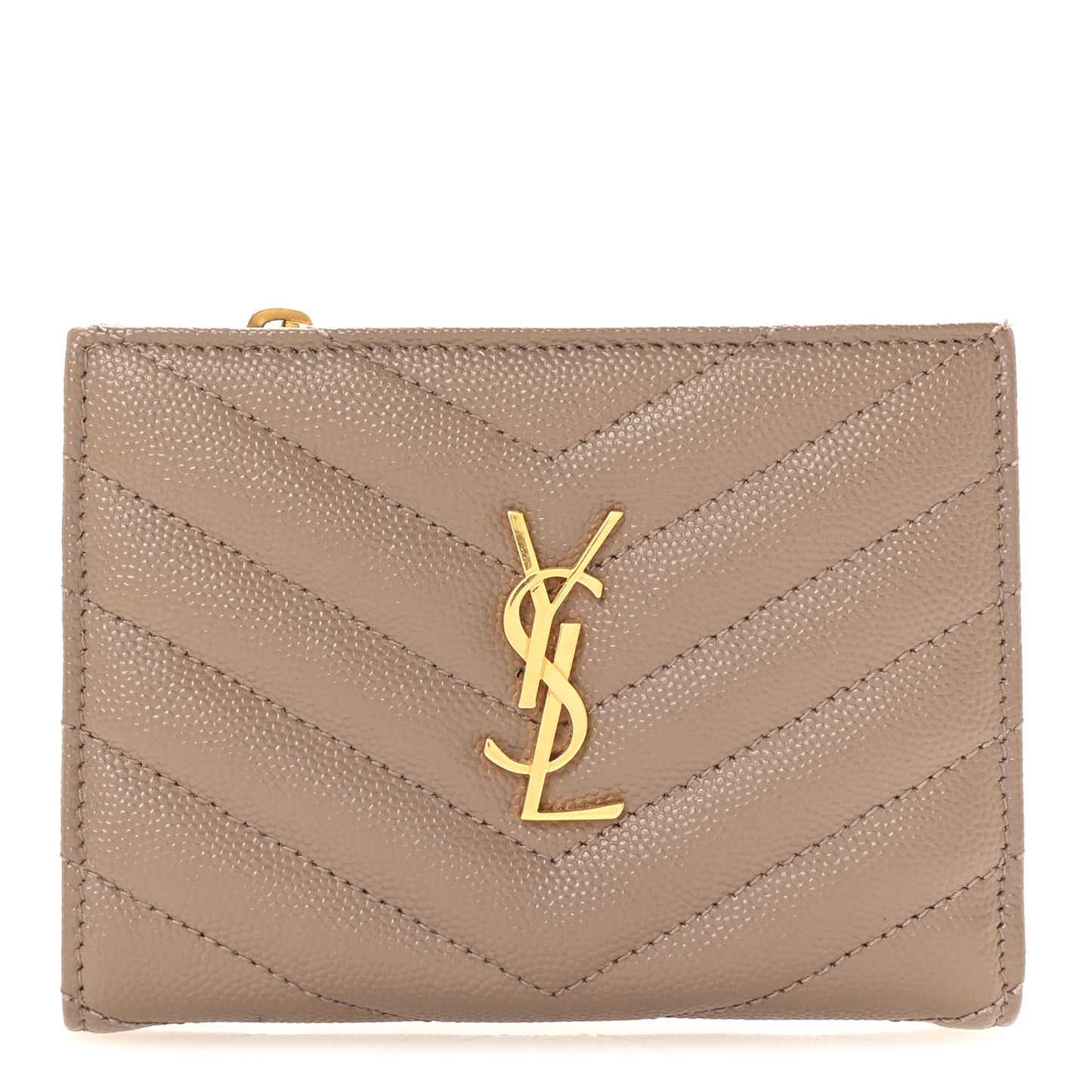 Grain De Poudre Matelasse Chevron Monogram Zipped Two-Part Wallet Dark Latte