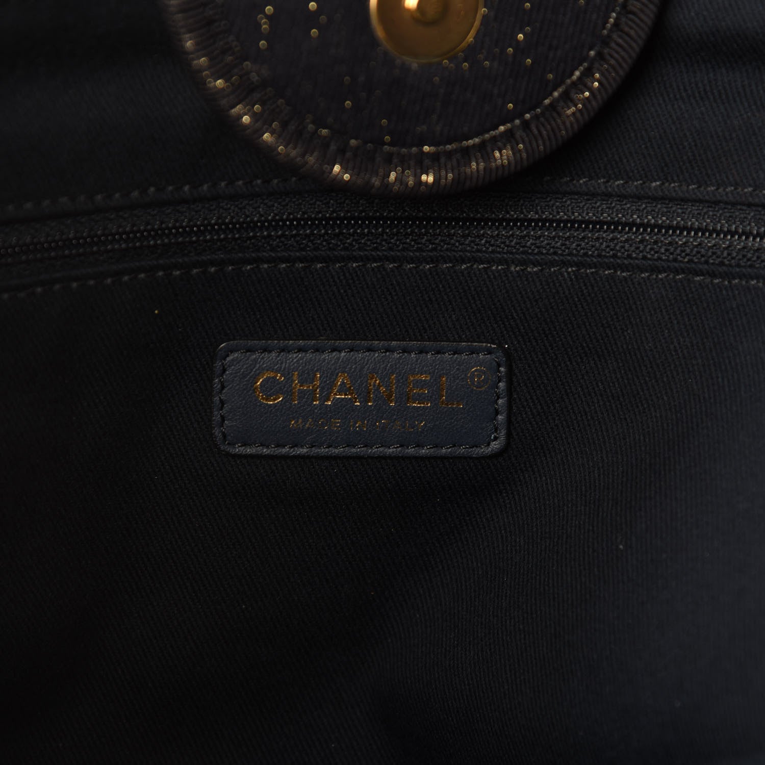 Chanel Lurex Canvas Medium Deauville Tote Navy Blue Gold 8 of 10