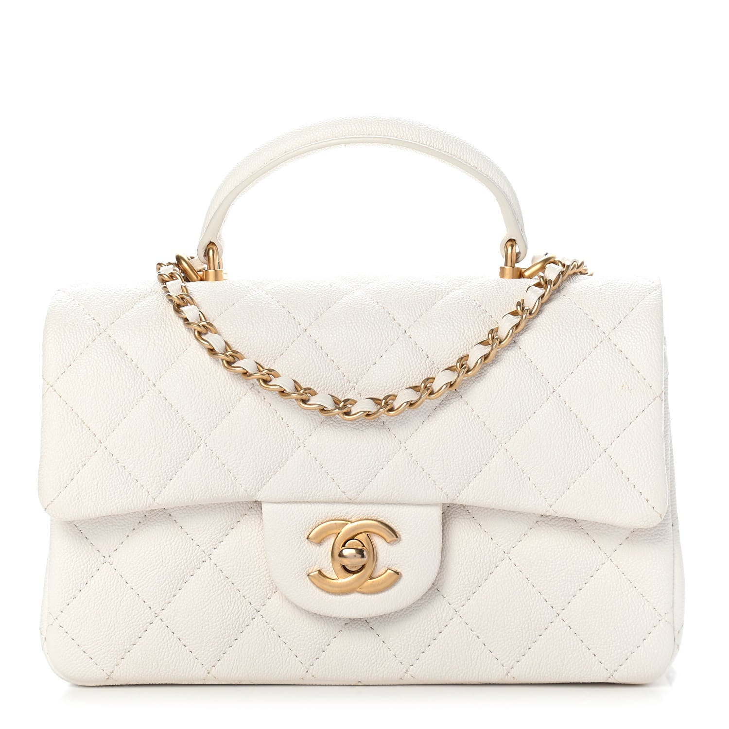 Chanel Caviar Quilted Mini Top Handle Rectangular Flap White 1 of 8