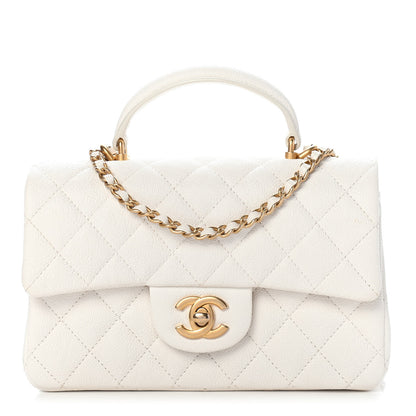 Chanel Caviar Quilted Mini Top Handle Rectangular Flap White 1 of 8