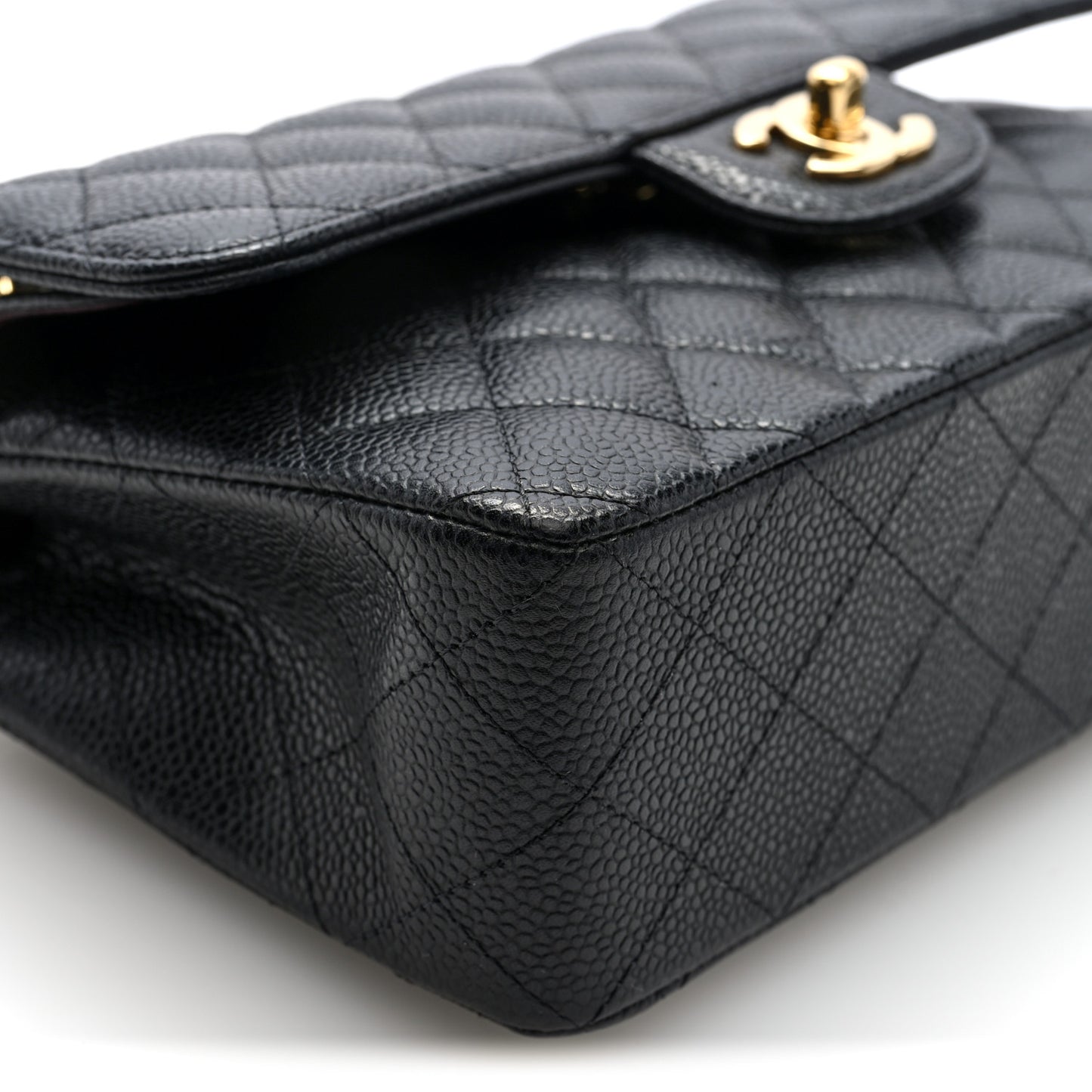 Caviar Quilted Small Double Flap Black