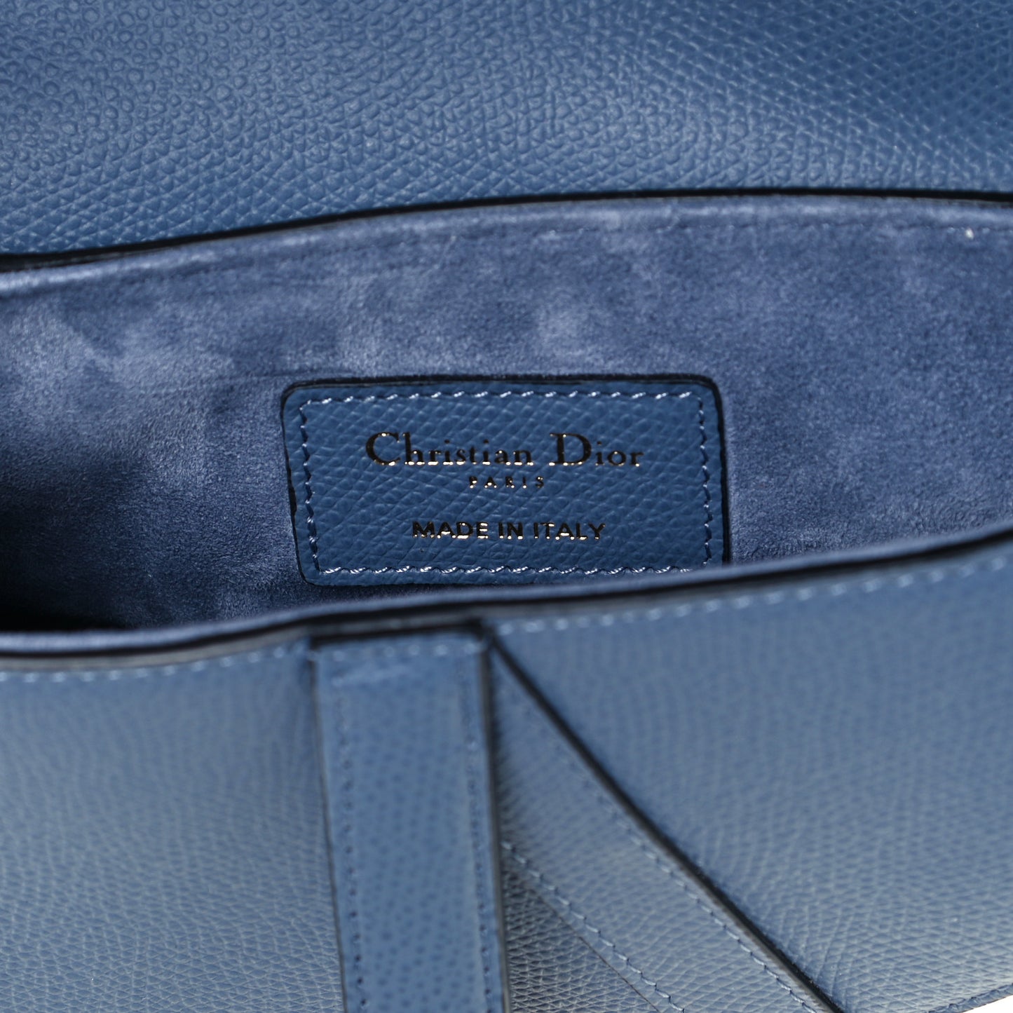 Grained Calfskin Mini Saddle Bag Denim Blue