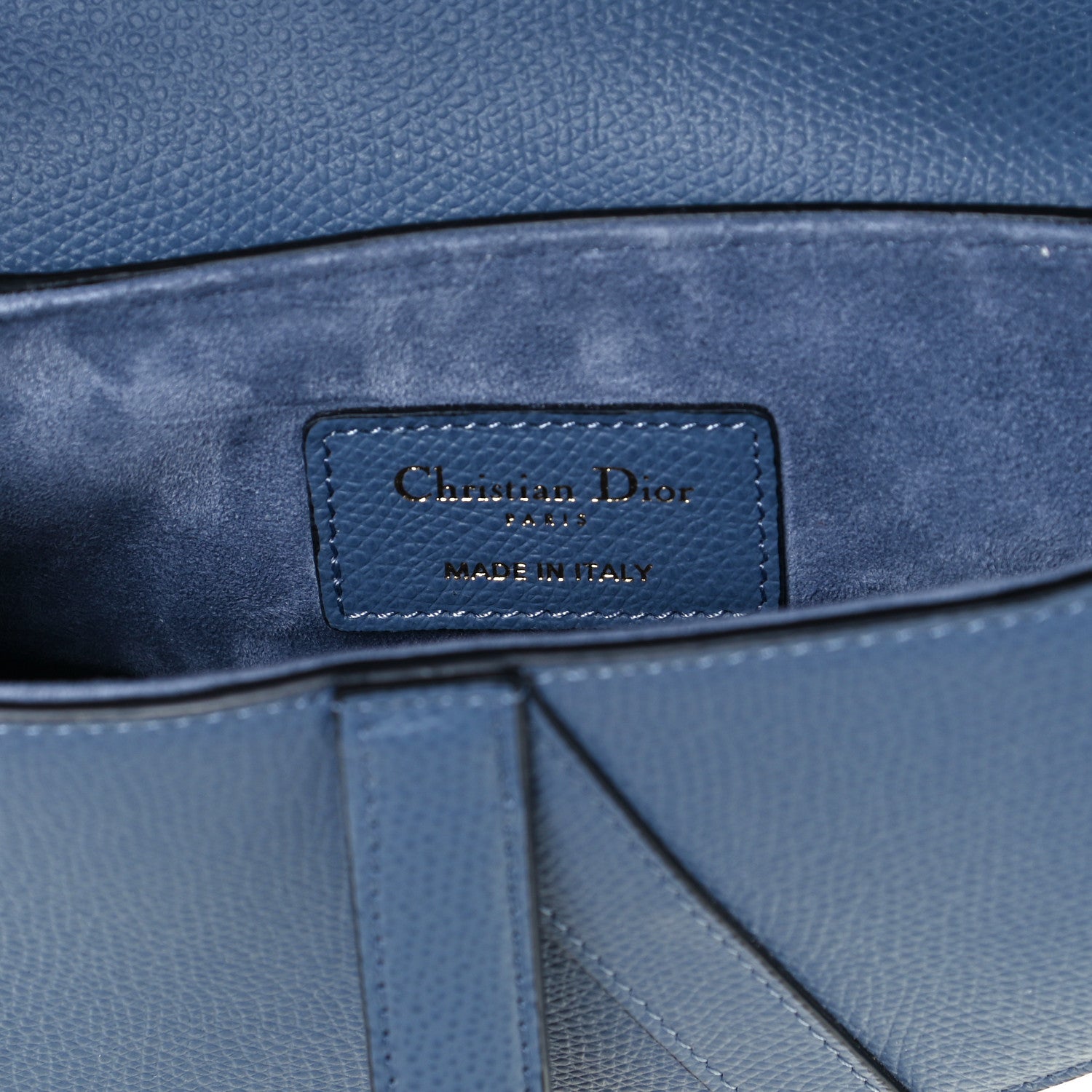 Christian Dior Grained Calfskin Mini Saddle Bag Denim Blue 5 of 10