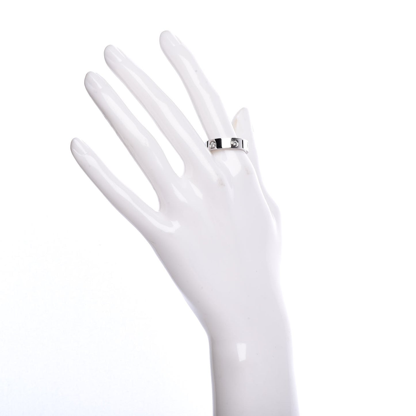 18K White Gold 6 Diamond 5.5mm LOVE Ring 58 8.25