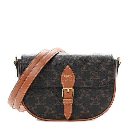 Celine Triomphe Canvas Folco Shoulder Bag Tan Tan 1 of 12