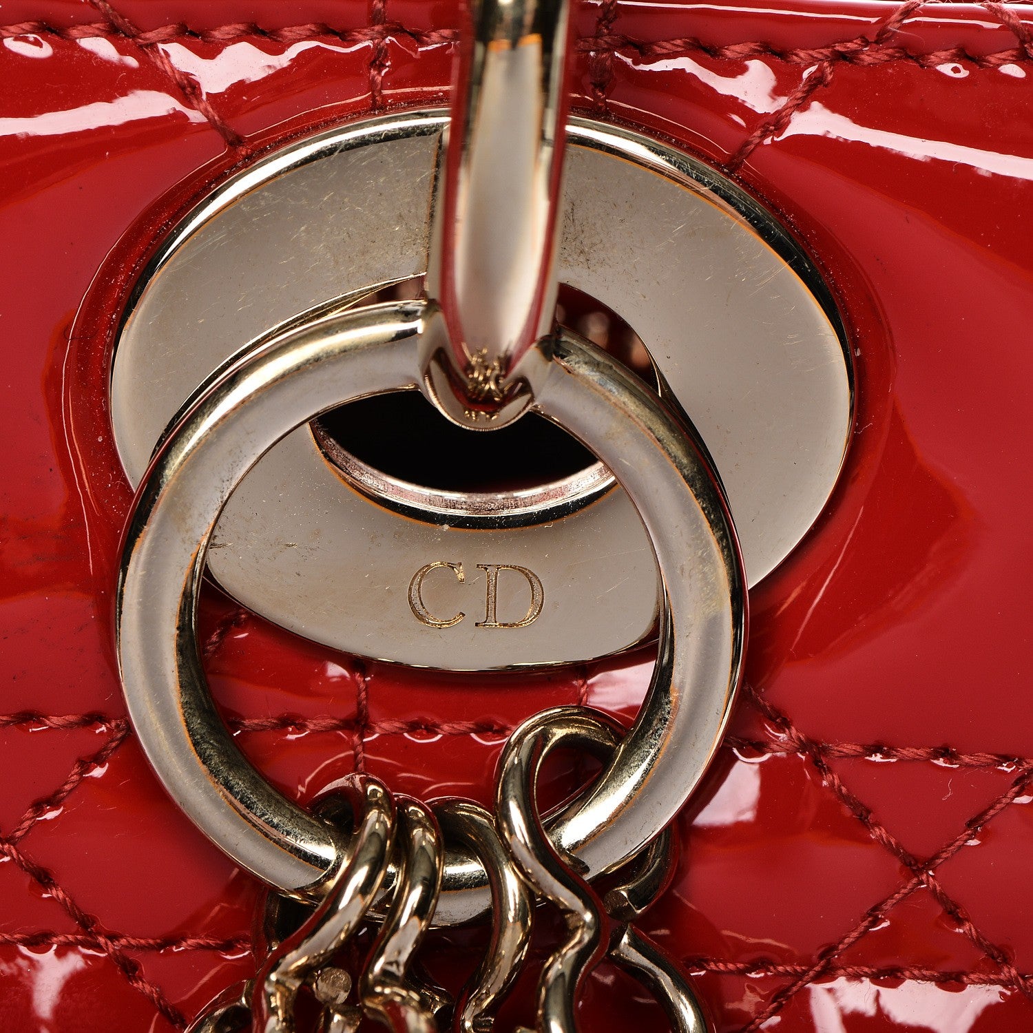 Christian Dior Patent Cannage Medium Lady Dior Red 18 of 20