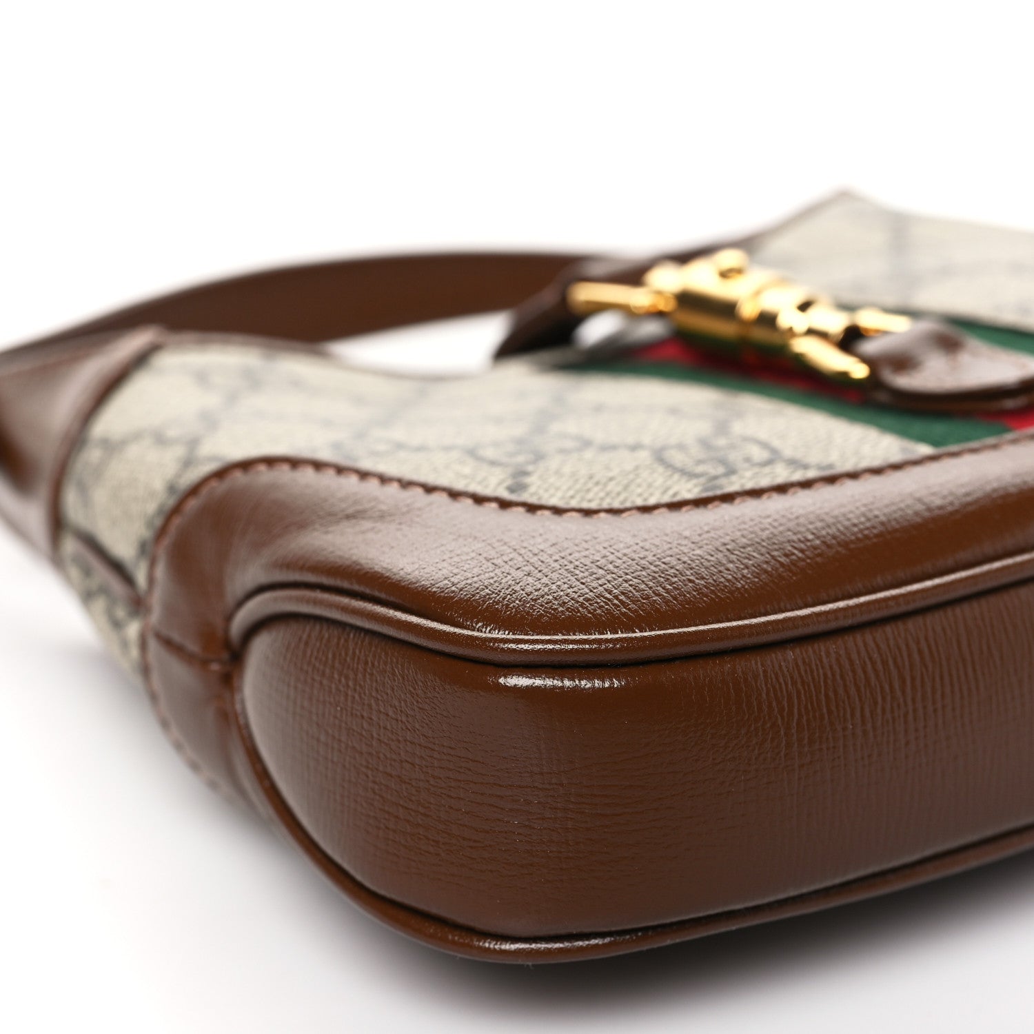 Gucci GG Supreme Monogram Azalea Calfskin Web Mini Jackie 1961 Hobo Beige Ebony Brown Sugar 9 of 11