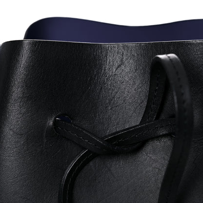 Mansur Gavriel Vegetable Tanned Calfskin Bucket Bag Black Royal 21 of 22