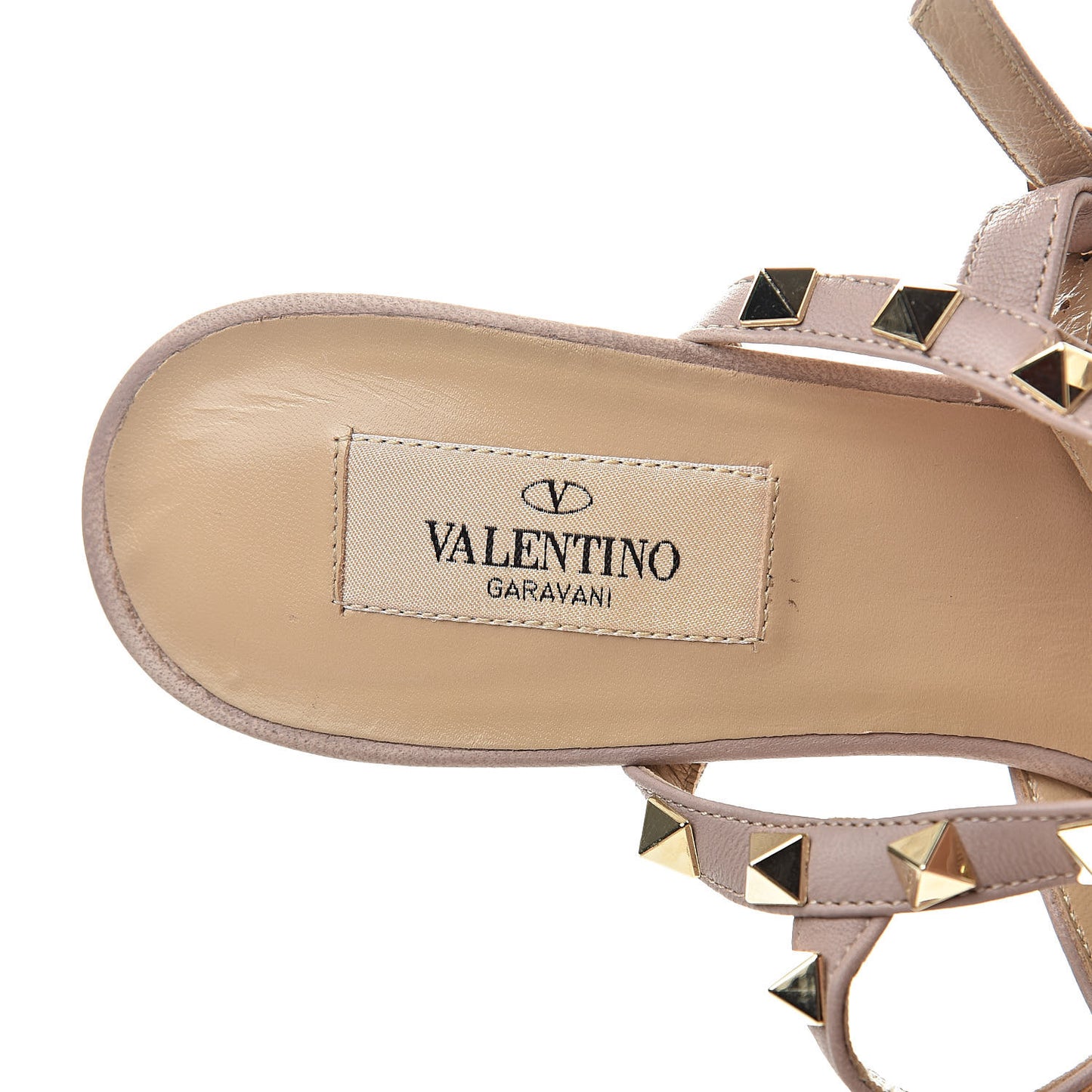 Patent Rockstud Ankle Strap Low Heel Pumps 39 Poudre