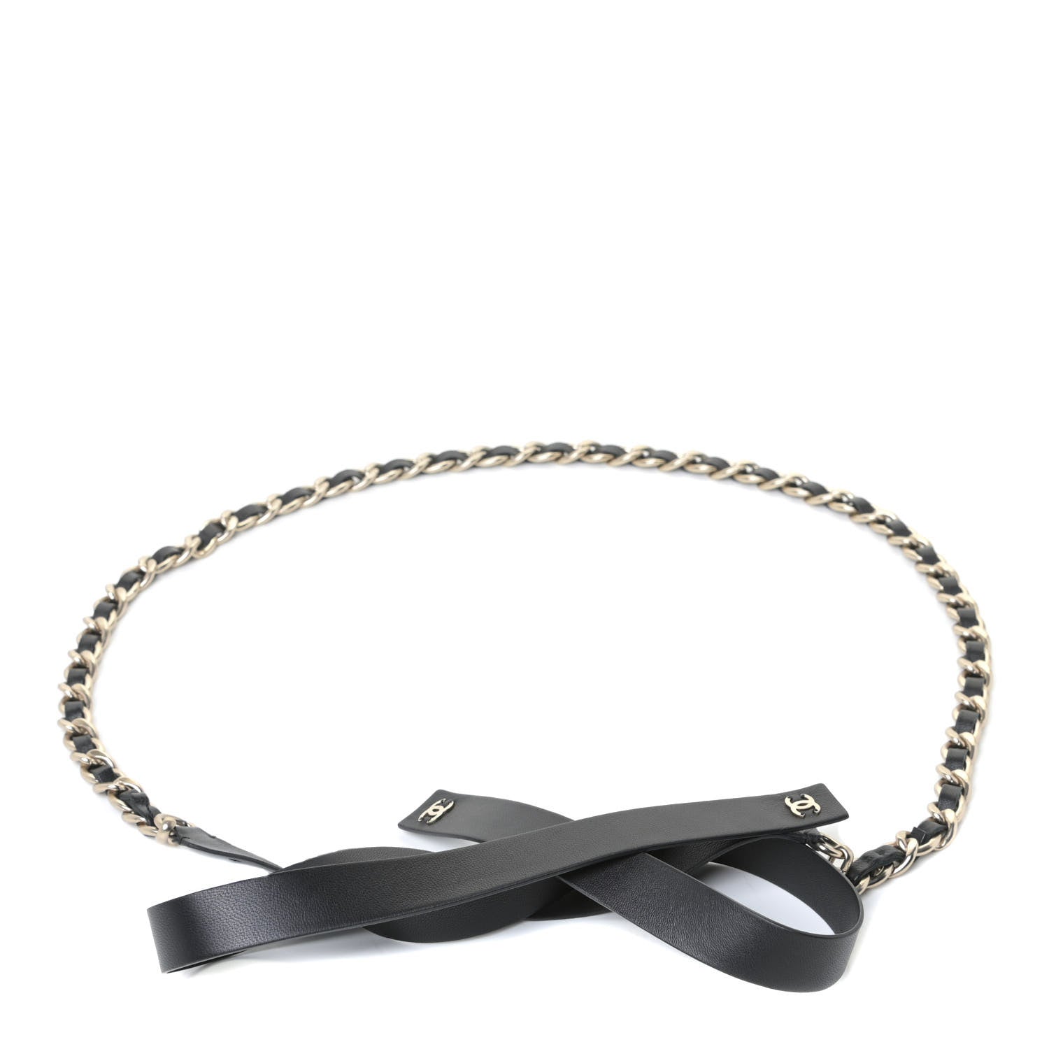 Chanel Lambskin Chain CC Bow Belt M Black Gold 1 of 4