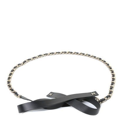 Chanel Lambskin Chain CC Bow Belt M Black Gold 1 of 4