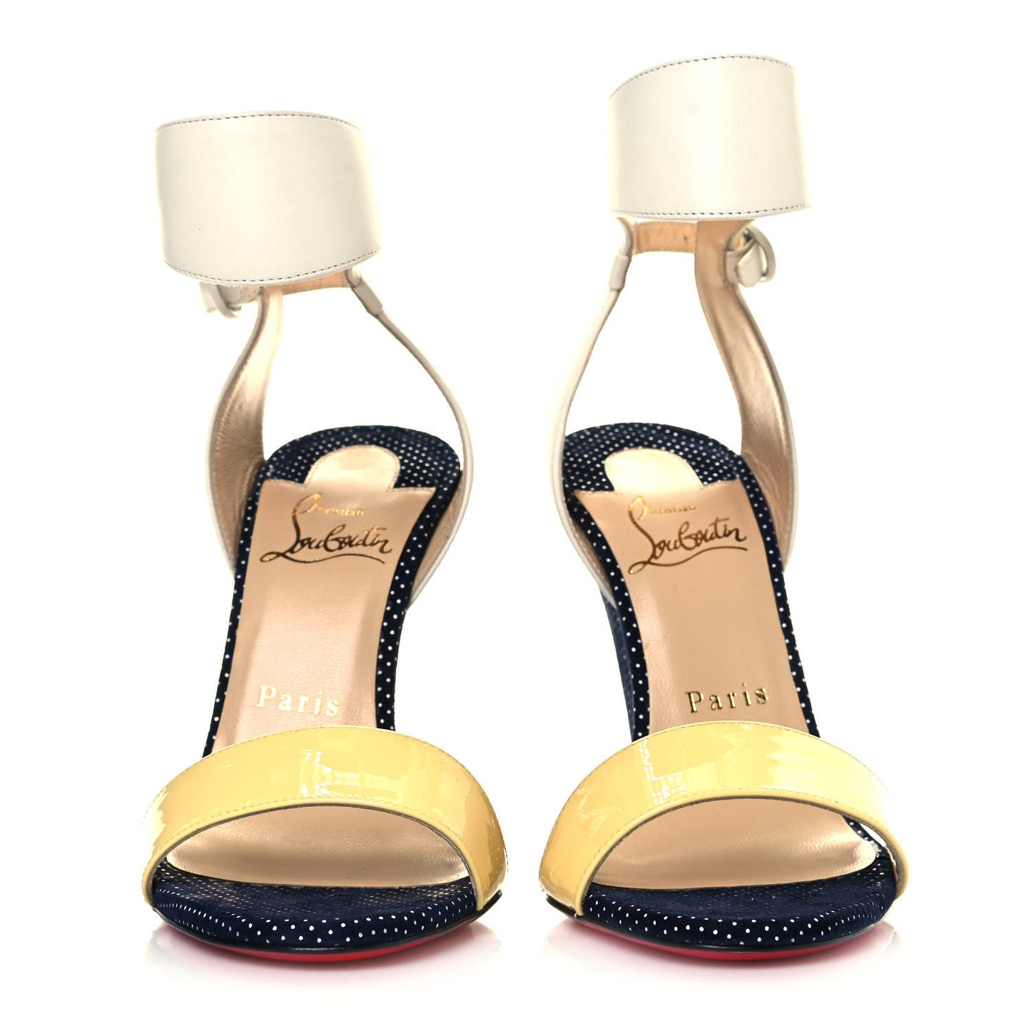 Suede Calfskin Patent Arletissima 100 Sandals 37 Blue White Yellow